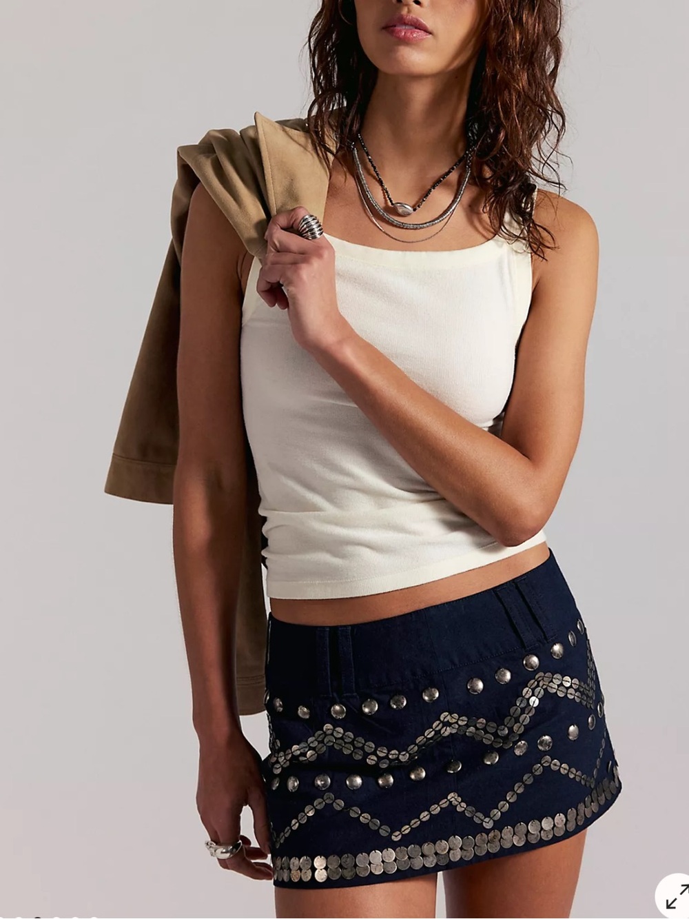New with tags Free People Sparta Beaded Micro Skirt in Black.